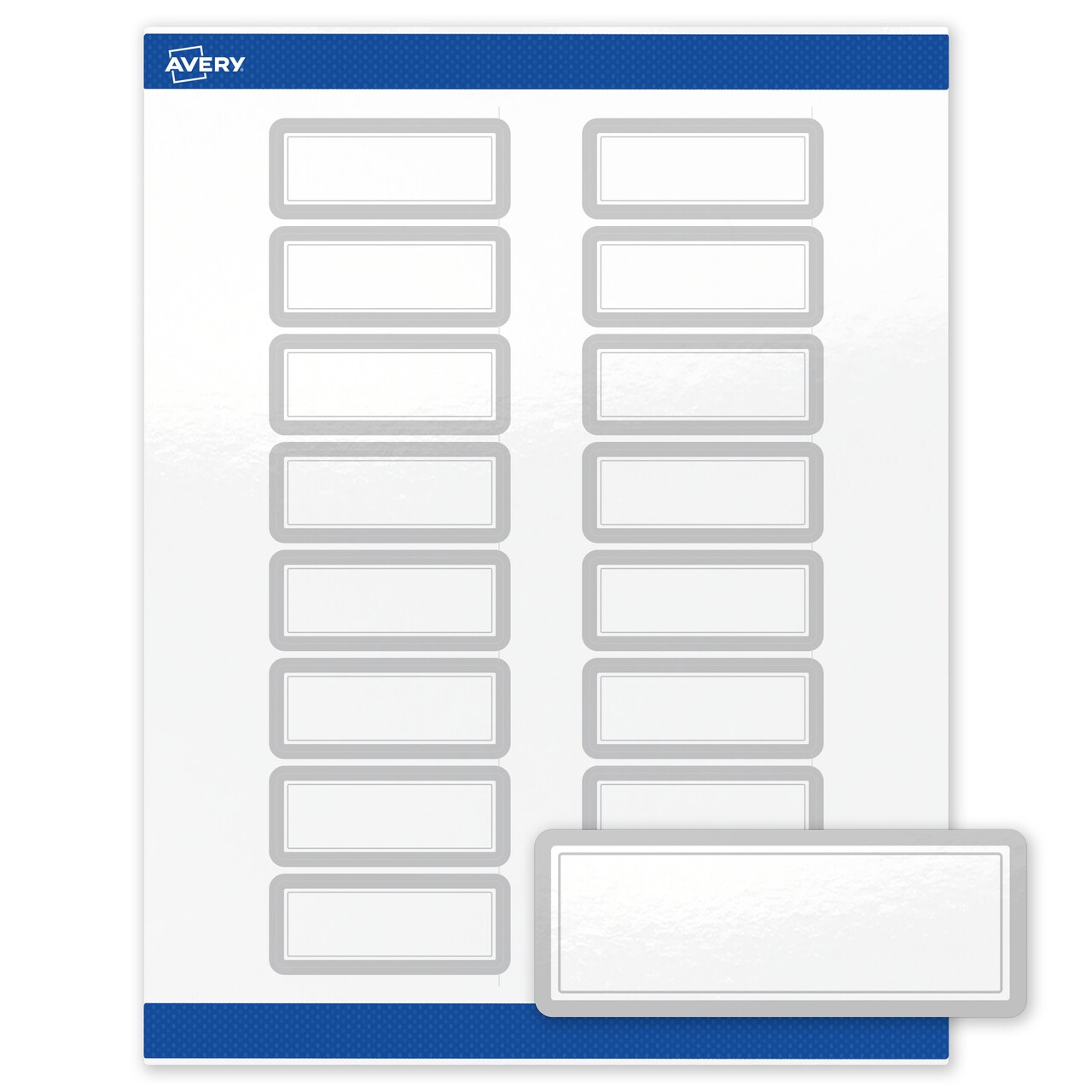 Avery Printable Address Labels with Sure Feed Technology, Pre-Printed Silver Mirror Metallic Design, Glossy White, 1" x 2-5/8", Laser & Inkjet Compatible, 160 Total